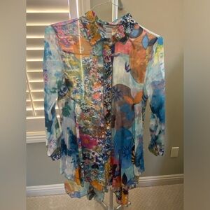 Feratelli watercolor high/low blouse